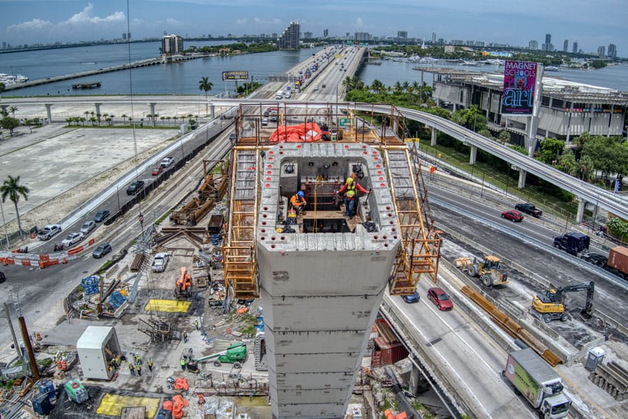 Construction progress on I-395 arches