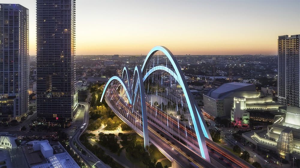 Miami I-395 Signature Bridge night rendering